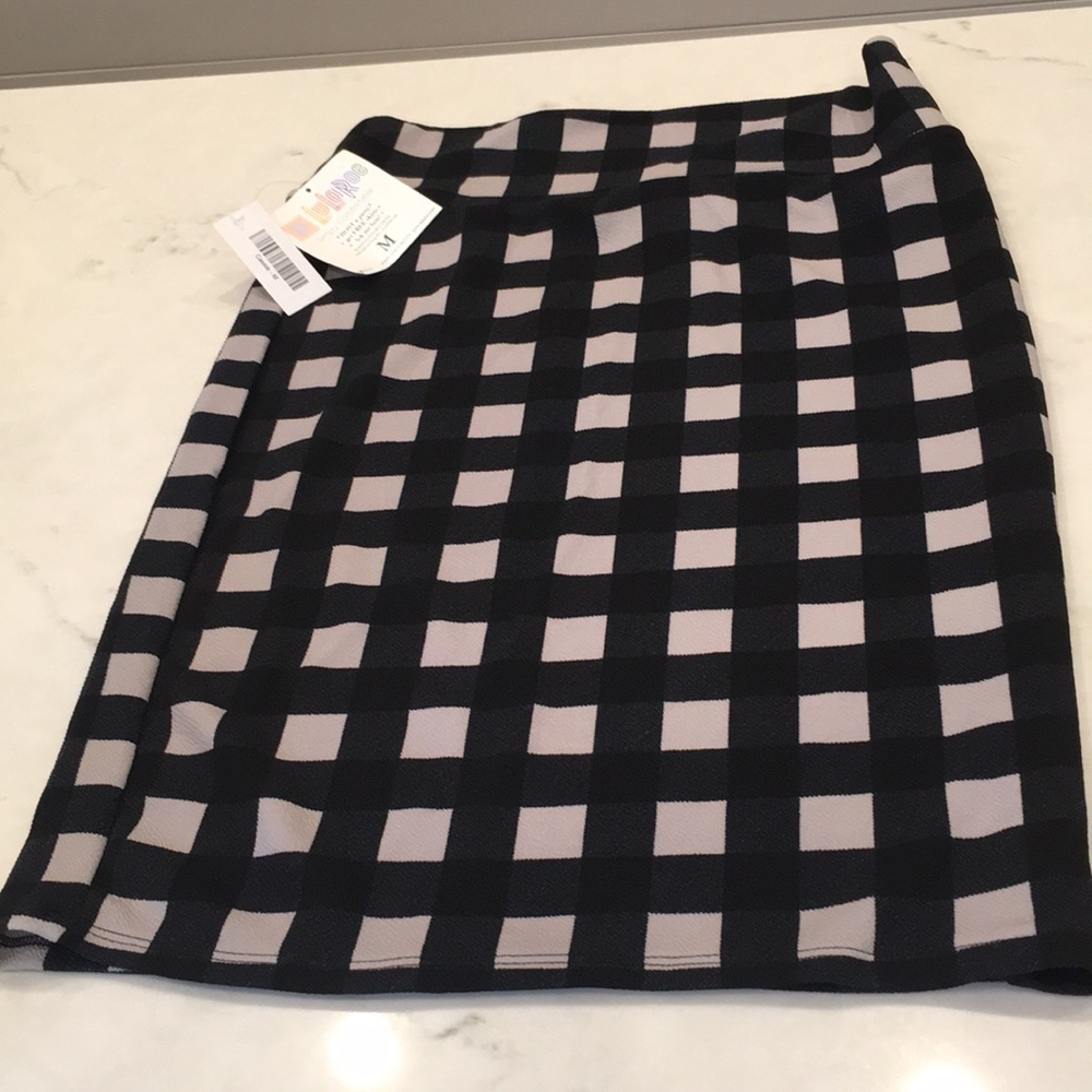 Lularoe Cassie black and light tan check.